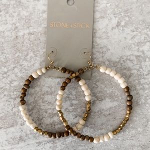 NWT Stone+Stick Collection by Lenny & Eva Wood & Brass Hoop Earrings